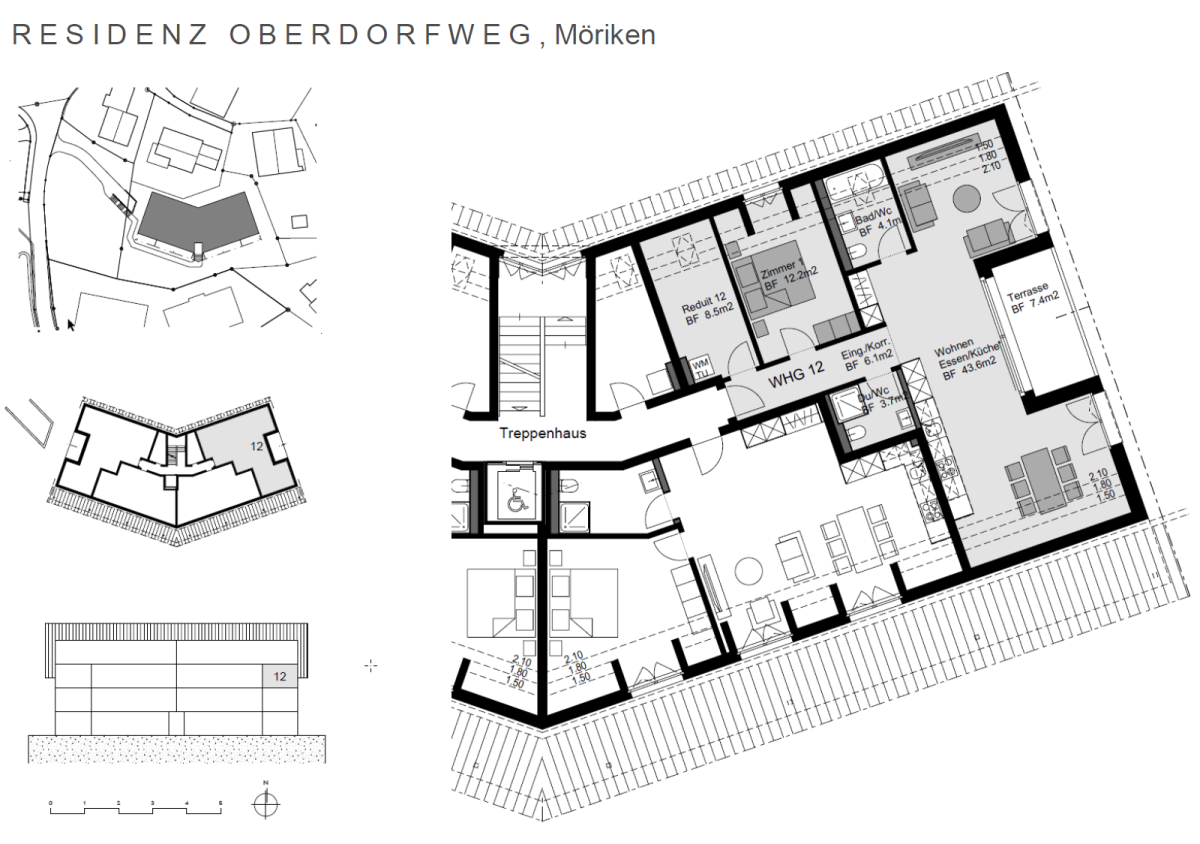 Plan 1. Dachgeschoss 2 ½-Zimmer-Wohnung 12